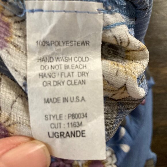 Womens Oddy Blue Floral Wide Leg Pants Blue L Polyester NWT - Picture 7 of 10